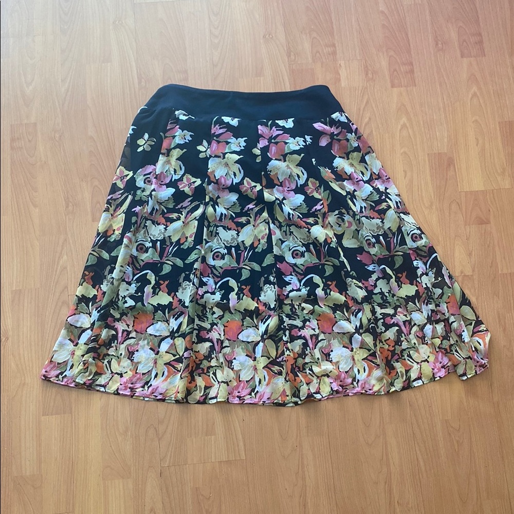 JM Collection Floral Spring/Summery Skirt Black 18 18W Plus Sized Macy’s